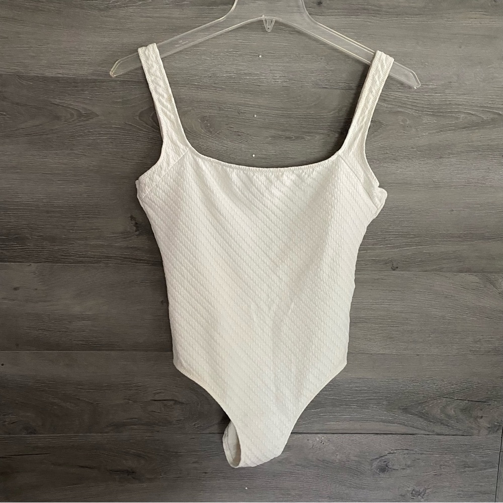 Solid & Striped White One-Piece Swimsuit